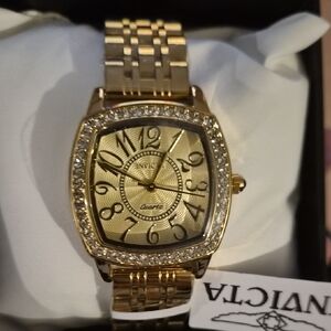 Invicta Women's Gold Watch with Crystal Accents